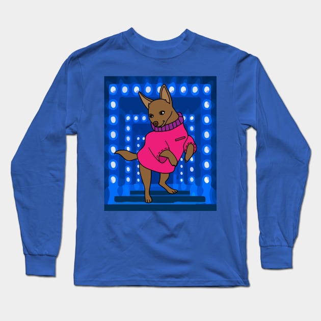 Funny Fashionable Dancing Dog Long Sleeve T-Shirt by flofin